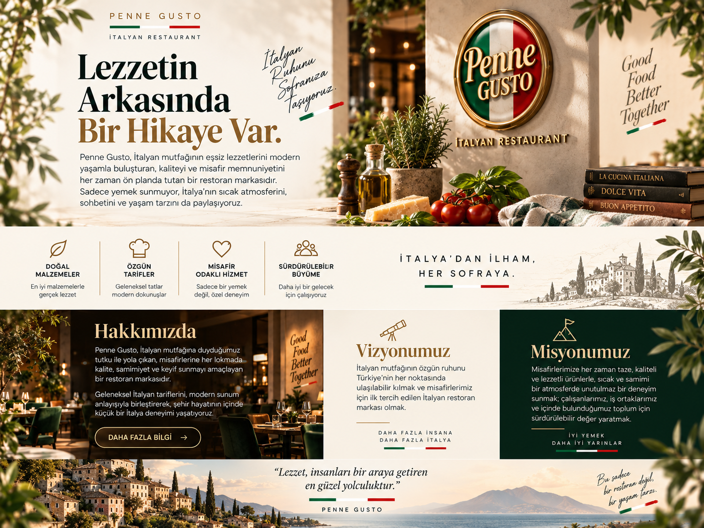 Penne Gusto kurumsal kimlik, hakkımızda, vizyon ve misyon